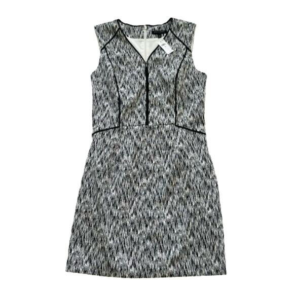 Banana Republic Black White V-Neck Sleeveless Career Sheath Dress Size 14 NEW - Picture 8 of 12